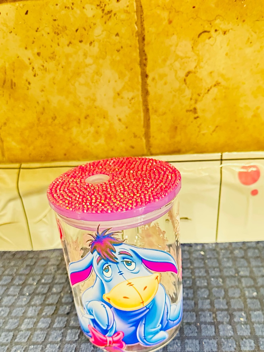 Disney Eeyore Bath Storage Jar with Pink Lid